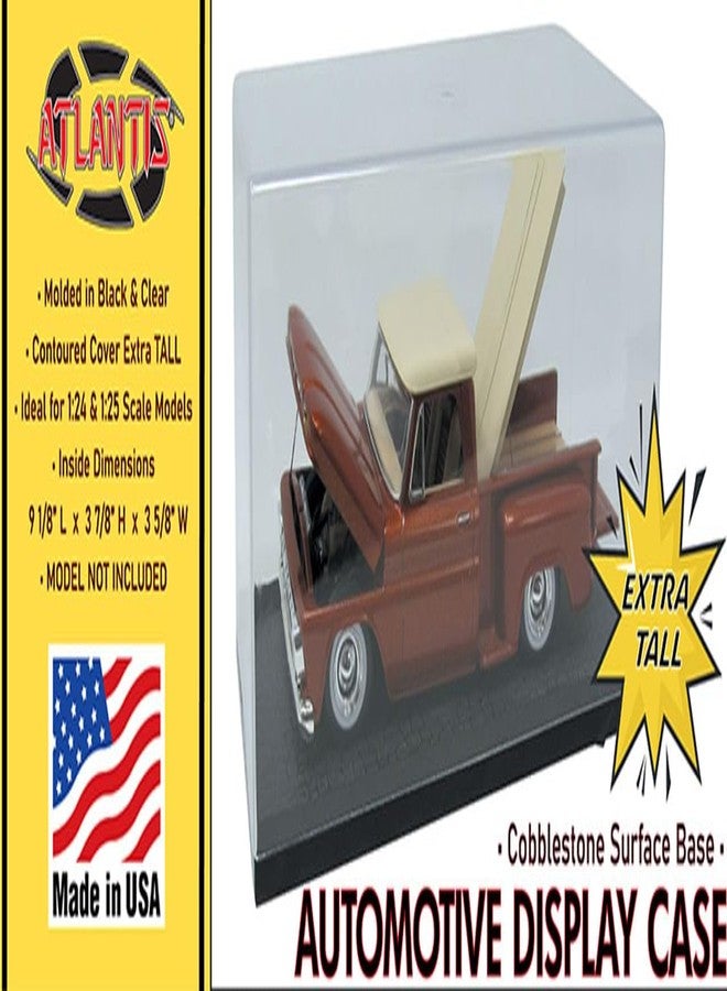 علبة عرض سيارات أتلانتس 1014 ذات قاعدة سطحية مرصوفة بالحصى، عالية الارتفاع، مناسبة لنماذج السيارات بمقياس 1/24 و1/25، شفافة